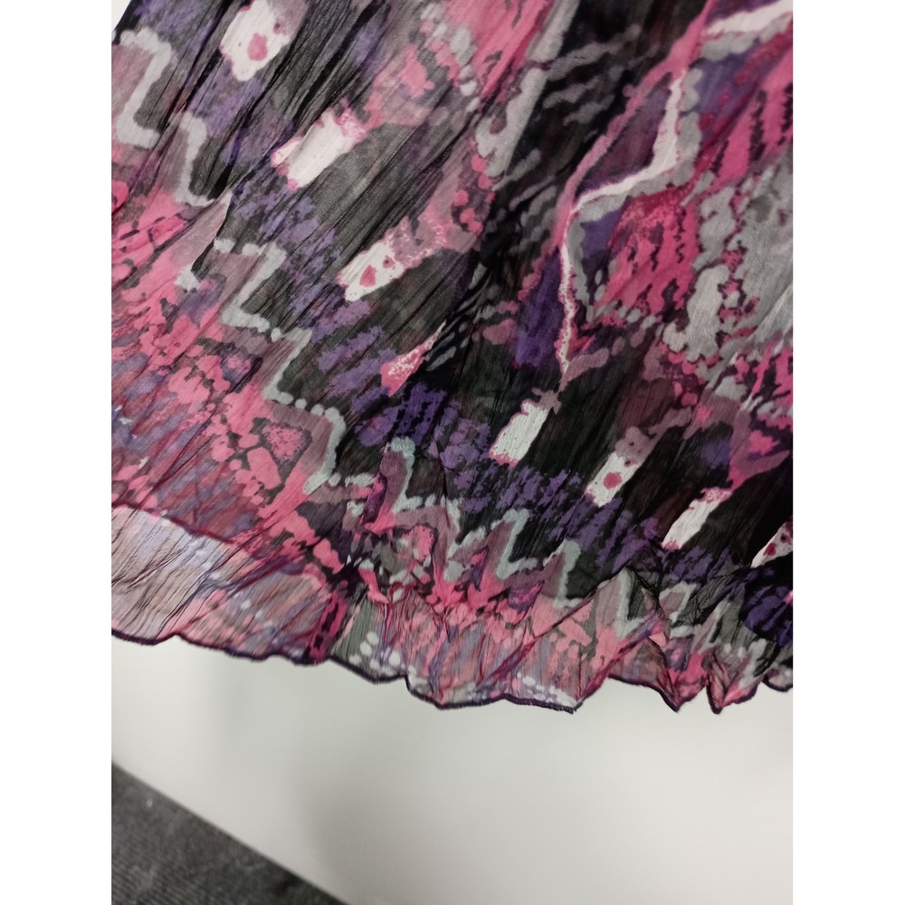 Lark Lane Maxi‎ Skirt Womens 12 Pink Abstract Pleated BOHO Whimsygoth Chiffon - Picture 3 of 11